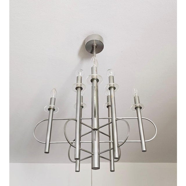 Space Age Chandelier in Shape of Atom attributed to Gaetano Sciolari, Italy, 1970s For Sale - Image 11 of 14