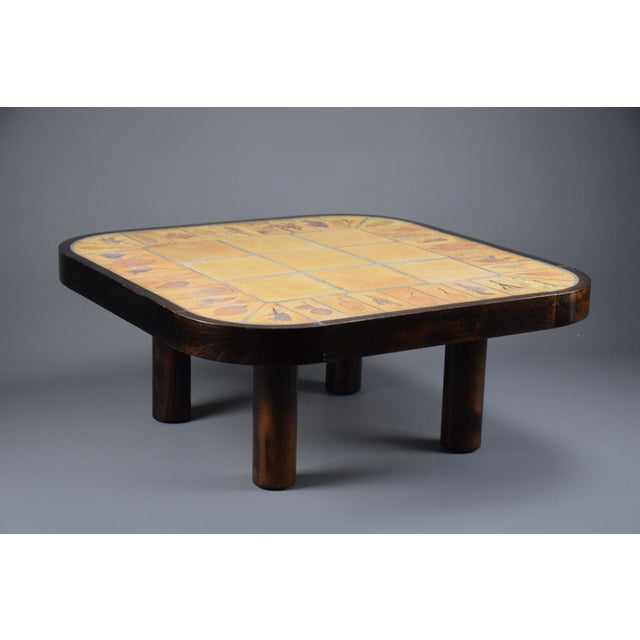 Ceramic and Stained Beech Coffee Table by Roger Capron, 1960s For Sale - Image 6 of 14