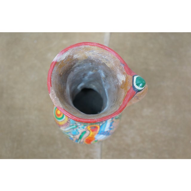 Mid 20th Century Mexican Polychrome Folk Art Terracotta Pottery Pulque Agave Pitcher Vase Jug 10" For Sale - Image 10 of 15