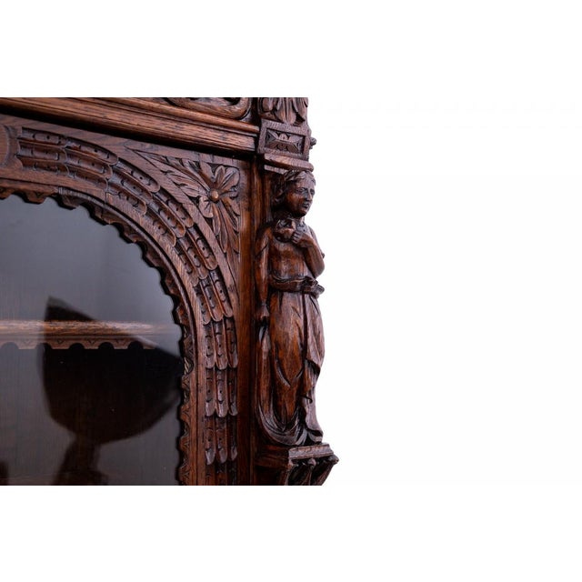 Antique Glass and Oak Cabinet, Western Europe, 1880s For Sale - Image 9 of 18