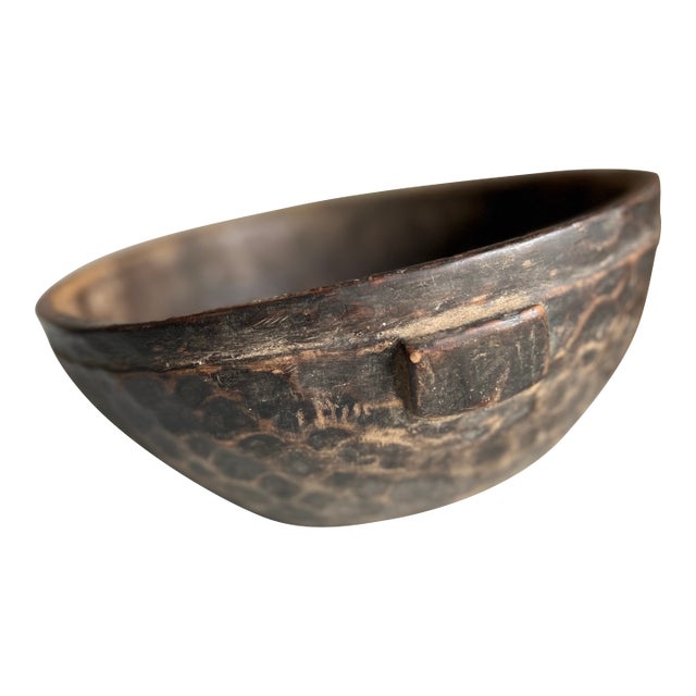 Vintage African Wooden Milk Bowl No1 For Sale