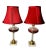 Metal Victorian Era Etched Cranberry Glass Boudoir Table Lamps Pair For Sale - Image 7 of 12