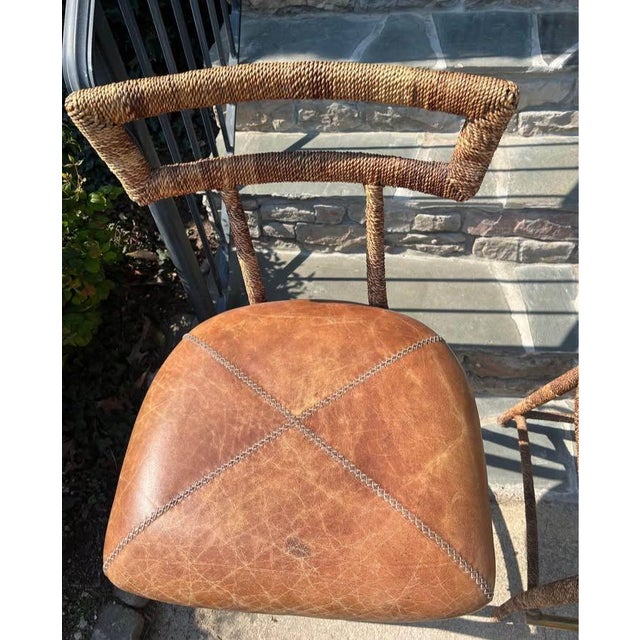 1970s Elevate Your Home Bar or Kitchen Island With This Stunning Pair of Maitland-Smith Campaign-Style Bar Stools. For Sale - Image 5 of 11