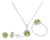 10K White Gold Green Peridot and 3/8 Cttw Diamond Halo Jewelry Set (Earrings, Pendant & Ring) For Sale