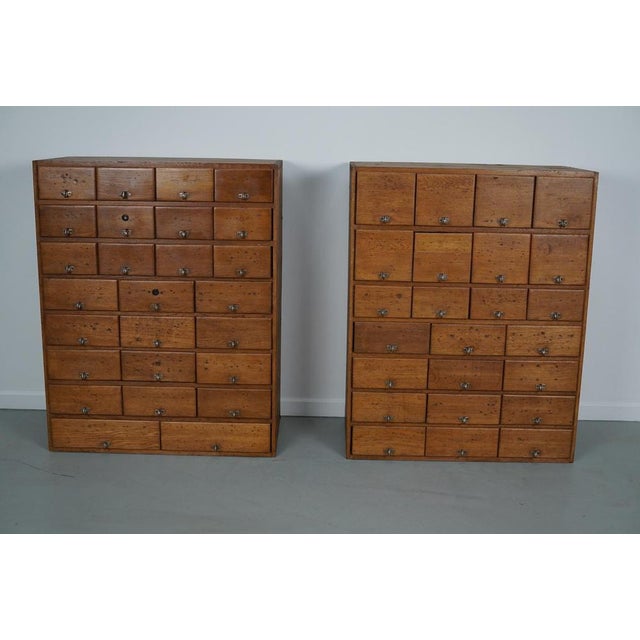 Vintage German Apothecary Cabinet in Pine and Oak, 1950s For Sale - Image 17 of 18