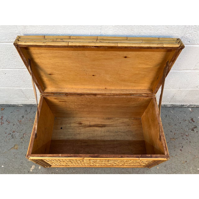 Wood Vintage Woven Rattan and Bamboo Chest For Sale - Image 7 of 9