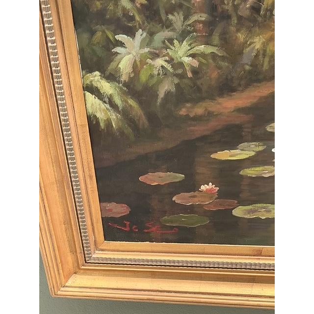 Coffee Vintage Monumental Original Everglades Oil Painting on Canvas For Sale - Image 8 of 12