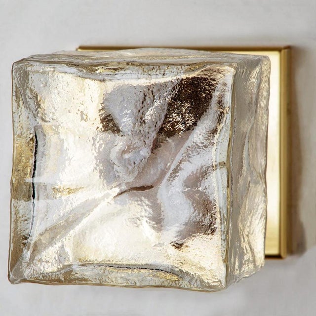 Square Glass and Brass Light Fixture from J.T. Kalmar, Austria, 1960 For Sale - Image 8 of 16