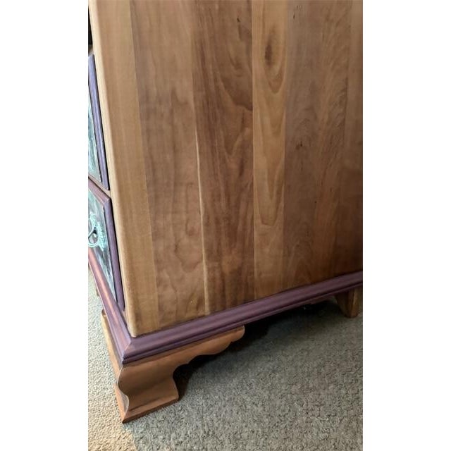 Wood Vintage Kling Solid Cherry Hand-Painted Tallboy | Tall Chest of Drawers For Sale - Image 7 of 8