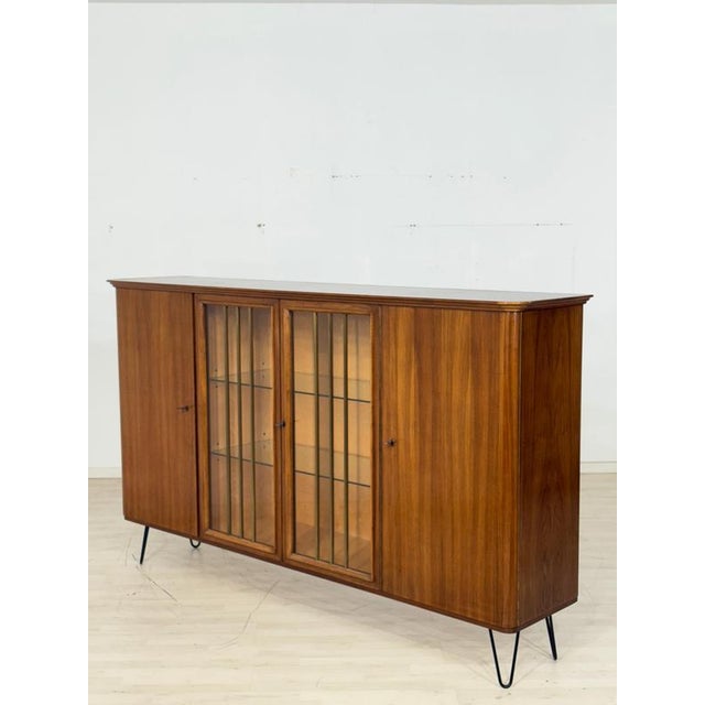 Wood Mid-Century Walnut Display Highboard For Sale - Image 7 of 11