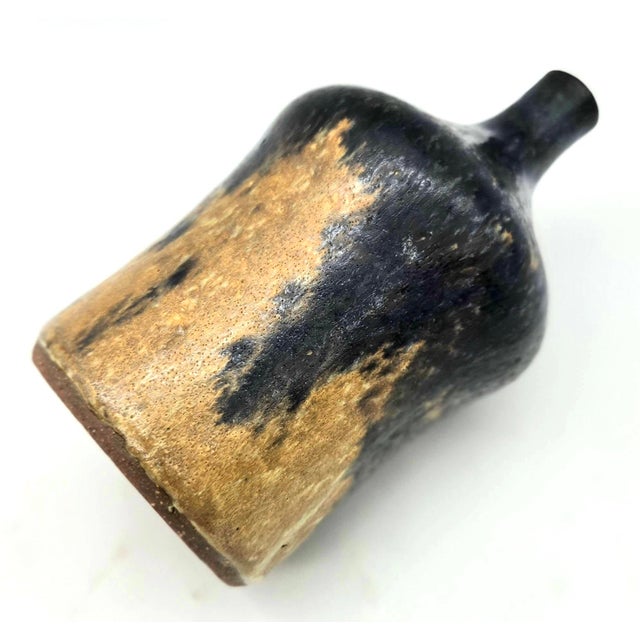 Mid-Century Modern 1970s Artisan Signed Studio Pottery Glazed Stoneware Bud Vase For Sale - Image 3 of 11