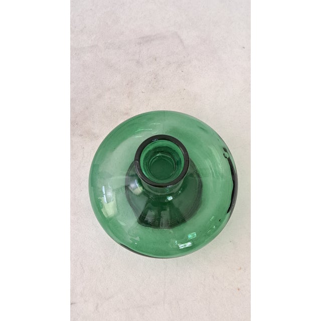 Mid 20th Century Vintage Mid-Century Modern Italian Art Glass Decanters, Cobalt Blue Ribbed & Emerald Green Empoli Style - a Pair For Sale - Image 5 of 12
