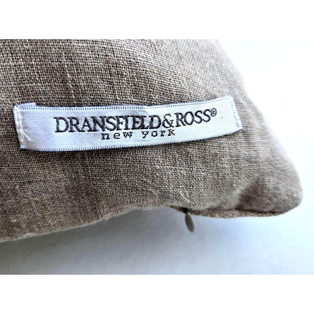 Vintage Grosgrain and Linen 22" Pillow by Dransfield & Ross For Sale - Image 11 of 11