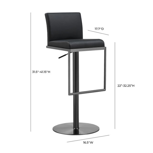 Black Amalfi Black on Black Steel Adjustable Bar Stool For Sale - Image 8 of 10