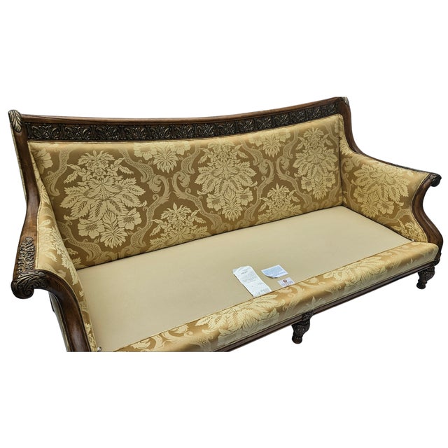 Mid 20th Century Century French Louis XVI Hand-Carved Walnut Sofa For Sale - Image 5 of 15