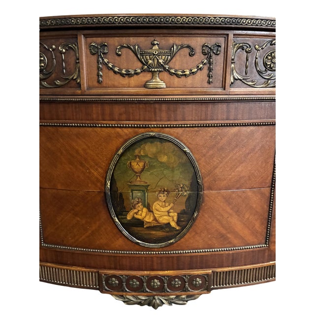 Early 20th Century Neoclassical Mahogany Sideboard With Hand-Painted Oval Medallion & Bronze Ormolu For Sale - Image 10 of 12