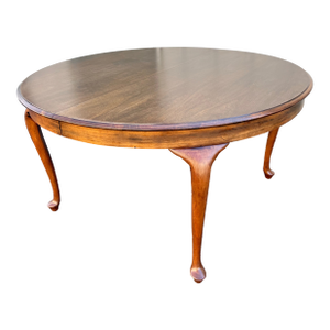 Early 1900s Large Round Oak Farmhouse Dining Table