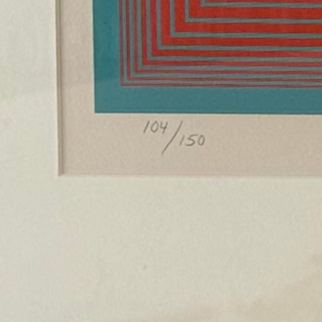Richard Anuszkiewicz Richard Anuszkiewicz Untitled From the “Peach Portfolio,” 1972, Op-Art Serigraph, Signed and Numbered in Pencil, Edition 104/150, Framed For Sale - Image 4 of 5