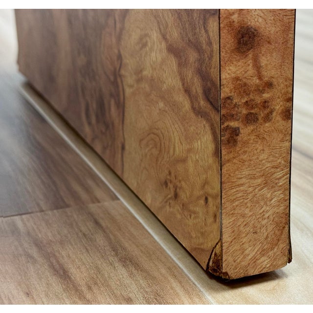 Vintage Mid Century Faux Burlwood Formica Console Table For Sale - Image 12 of 12
