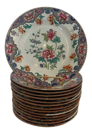 Antique English Spode Round Plates -Set of 14