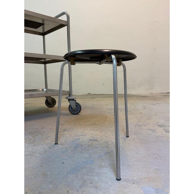 Tripod Dot Stool in Black Chrome by Arne Jacobsen for Fritz Hansen For Sale - Image 11 of 11