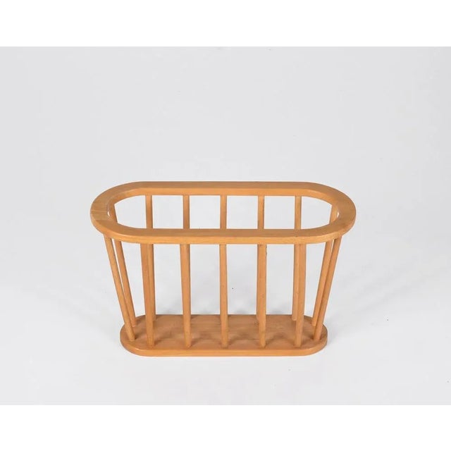 Mid-Century Danish Modern Oval Oak Magazine Rack, 1970s For Sale - Image 6 of 13