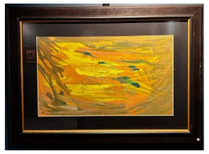 Dora Maar, Abstract Yellow and Green Composition, Oil on Cardboard, 1950s