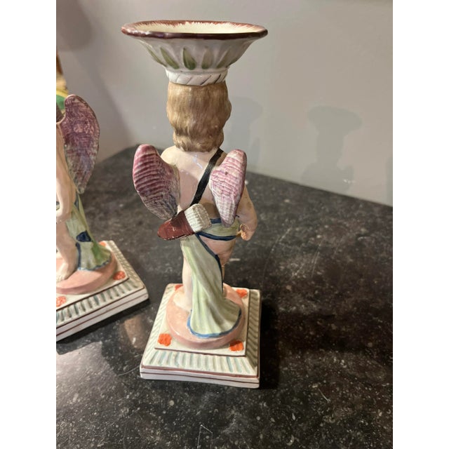 Antique Staffordshire Pair Pottery Candlesticks Figurines For Sale In Phoenix - Image 6 of 7