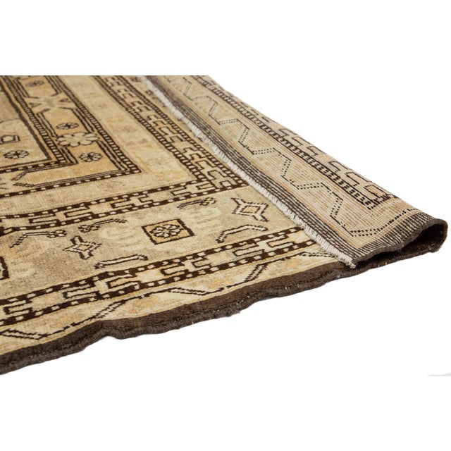 Textile Antique Khotan Wool Rug Handmade in Tan Color With Center Motif For Sale - Image 7 of 10