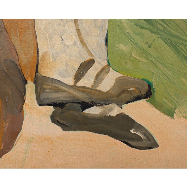 Ira Yeager 20th C. Corfu Woman on Donkey Oil Canvas Painting 6 Ft For Sale - Image 15 of 18