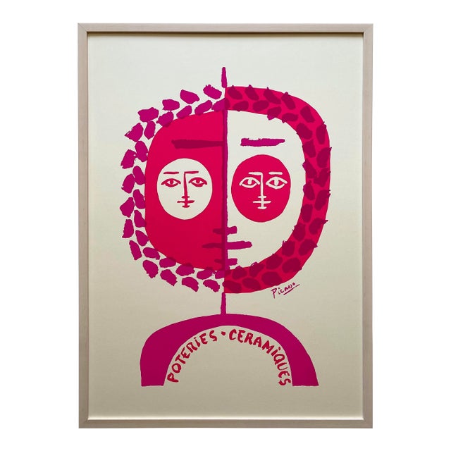 Pablo Picasso Vintage 1972 Mid Century Modernist Framed " Poteries-Ceramiques " French Exhibition Silkscreen Print For Sale