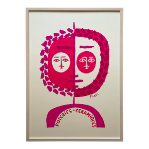 Pablo Picasso Vintage 1972 Mid Century Modernist Framed " Poteries-Ceramiques " French Exhibition Silkscreen Print