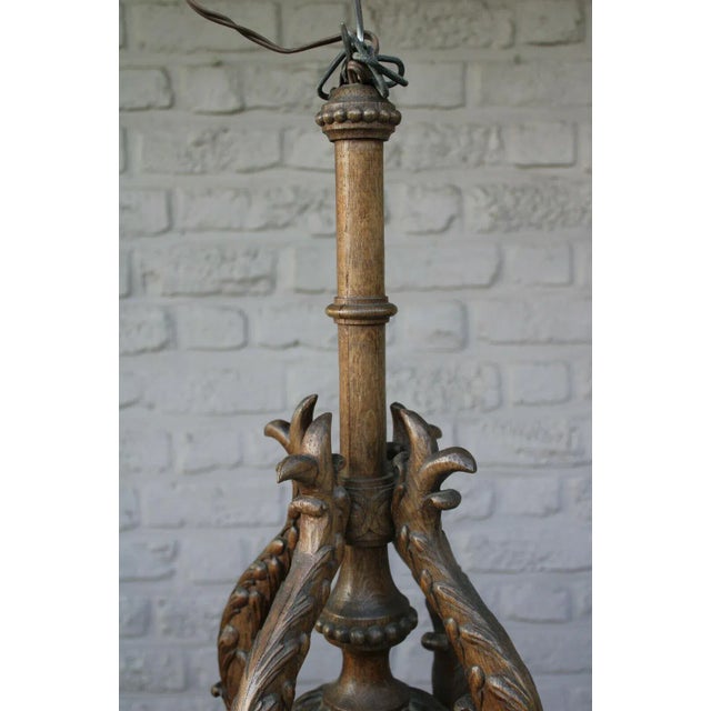Wood C1920's French Art Deco Carved Wood Sea Creature/ Dolphin 4 Fish Chandelier For Sale - Image 7 of 10