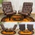 Pair of swivel armchairs in leather and beech base from the 70s - Norwegian work - W=68cm D=85cm, H=1m, seat H=45cm.
