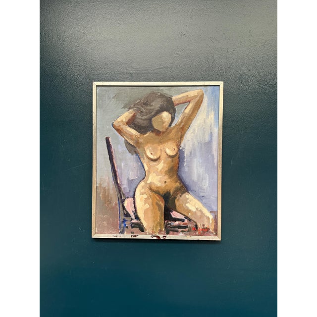 Sven Erik Lund, Model on Chair, Nude, 1950s, Oil on Canvas, Framed For Sale - Image 12 of 18