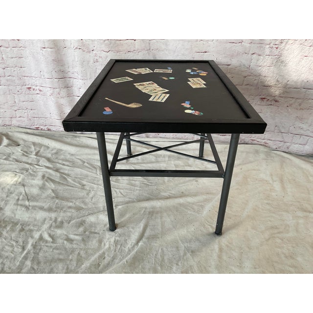 Mid-20th Century Italian Scagliola Inlaid Side Table With Metal Base For Sale - Image 9 of 14