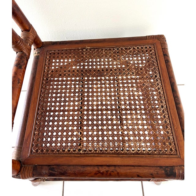 Brown Vintage Burnt Bamboo Pagoda Tortoise Side Chair For Sale - Image 8 of 8