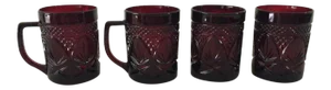 Vintage Luminarc Ruby Red Mugs - Set of 4