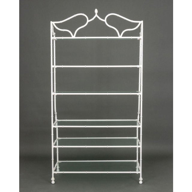 Hollywood Regency White Patinated Metal Etagere For Sale - Image 10 of 10