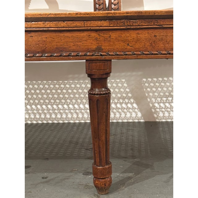 Tuscan Walnut 3 Seat Bench With Cane Seat 19th Century For Sale - Image 4 of 8
