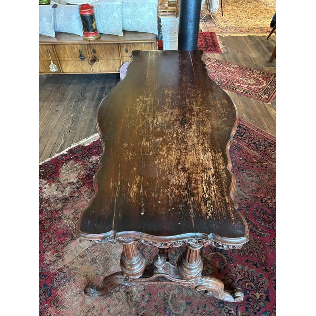Antique Victorian Ornately Carved Wood Library or Console Table For Sale - Image 4 of 8