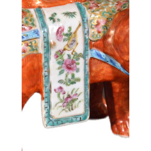 Chinese Export Porcelain Canton Famille Rose Elephant Candlestick Circa 1860 For Sale - Image 10 of 11