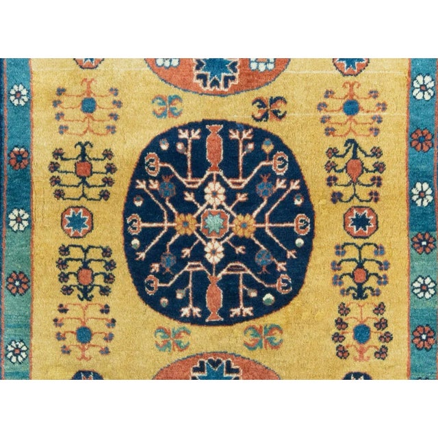 Gold Khotan Oriental Rug 6.3x4, Western China Circa 1925 For Sale - Image 8 of 8
