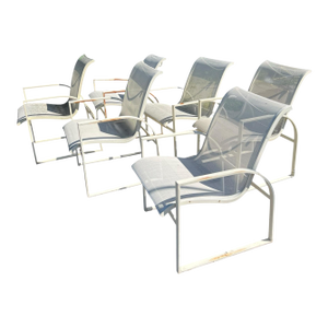 Vintage Woodard Metal Outdoor Dining Chairs - Set of 6