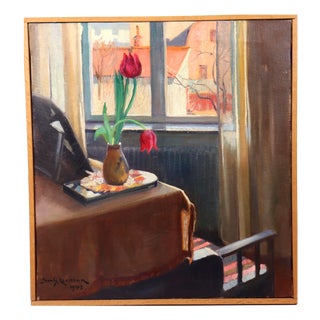Georg Larsson, View from Window, 1942, Oil on Canvas, Framed For Sale