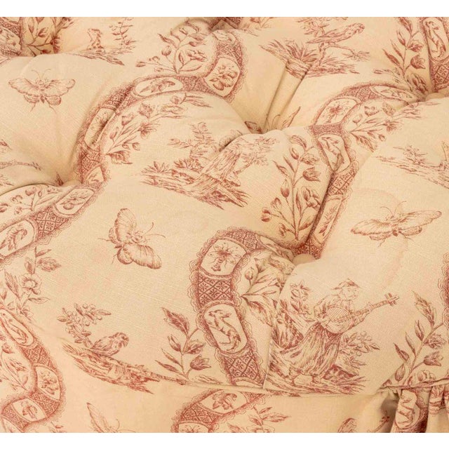 Toile De Jouy Upholstered Club Chair and Ottoman For Sale - Image 13 of 13