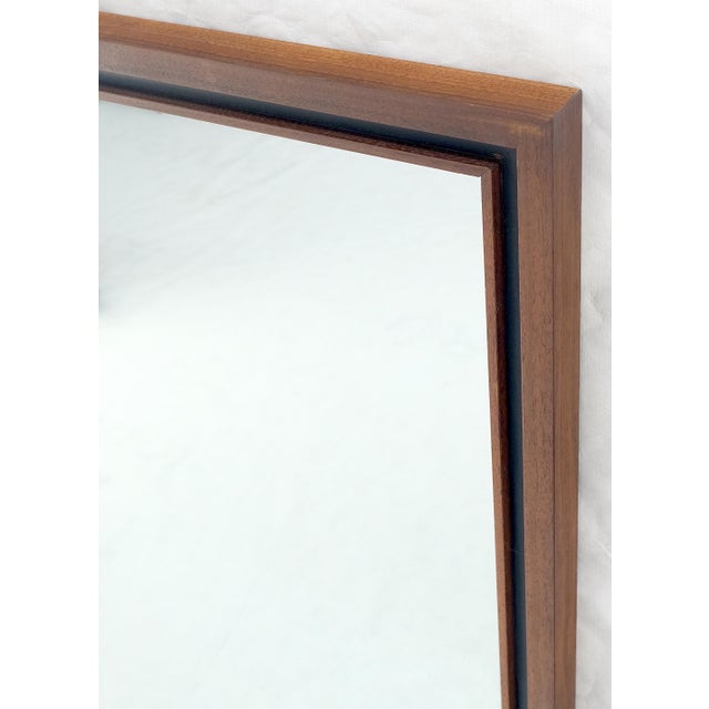 Late 20th Century Mid Century Modern c1970s Oiled Walnut 25x46 Rectangle Wall Mirror Mint For Sale - Image 5 of 8