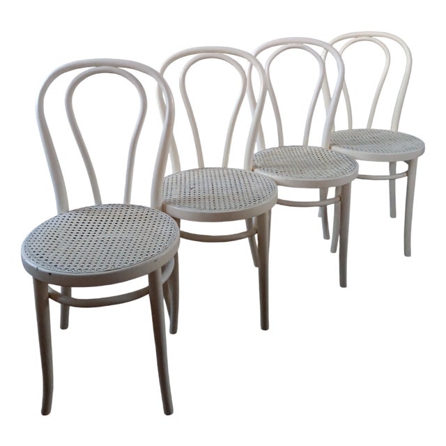 Vintage White Bistro Chairs, 1930s, Set of 4 For Sale