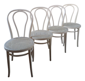 Vintage White Bistro Chairs, 1930s, Set of 4