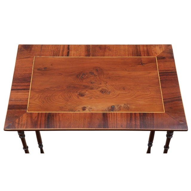 Wood Antique Nesting Tables in Mahogany with Yew Veneer Tops, 1800s, Set of 3 For Sale - Image 7 of 12